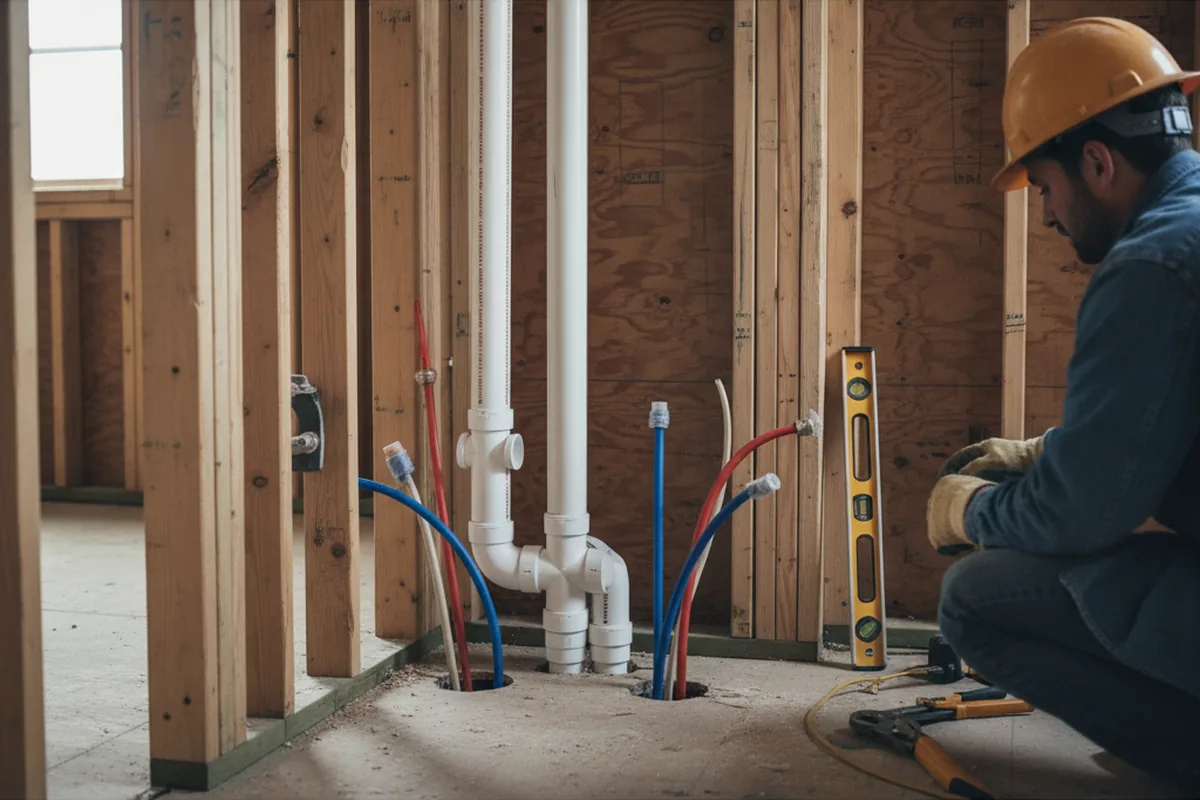 Drain and supply rough-in during Drain Cleaning in Pembroke